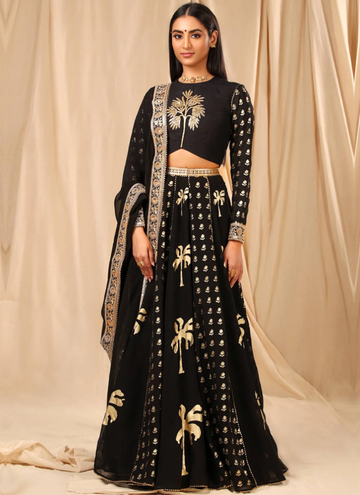 Black Party Wear Sequence Work Georgette Lehenga Choli